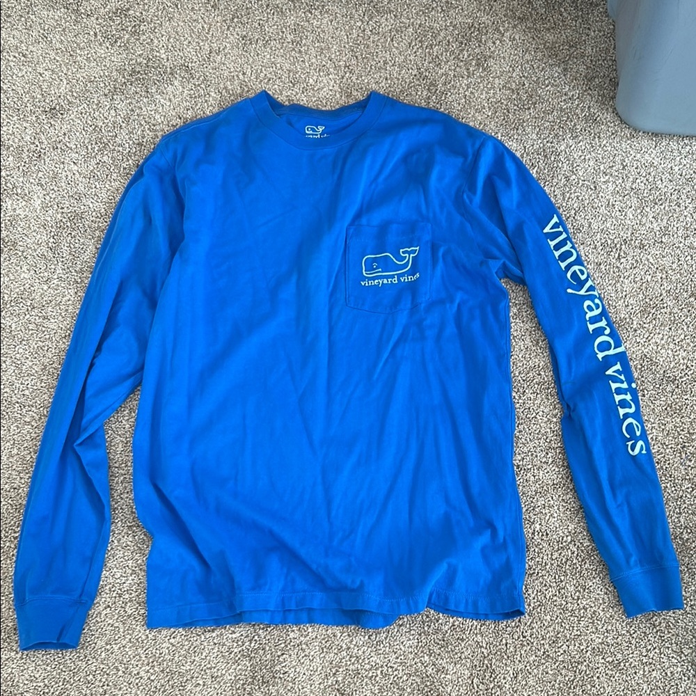 Vineyard Vines Blue Long Sleeve Tee with Sleeve Graphics